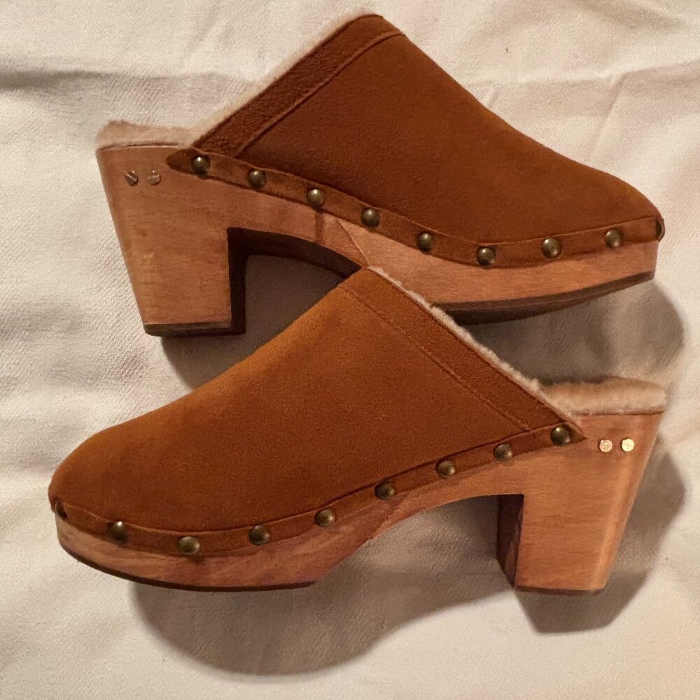 Beek Suede Woodpecker Shearling Clogs